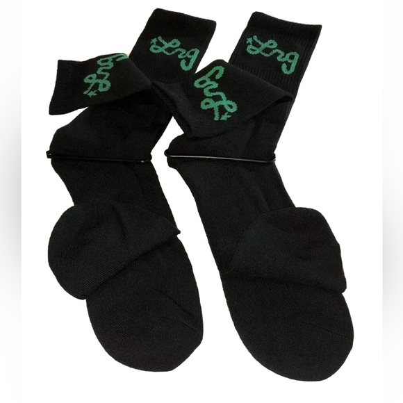 LRG Lifted Research Group Crew Socks 2 Pair Men 6.5-12 Black w/ Green Logo NEW! - Picture 6 of 8